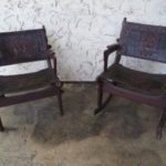 NATIVE PRINT LEATHER CHAIRS