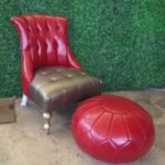 RED & GOLD LEATHER SEAT WITH FOOT STOOL