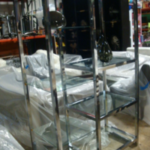 MID-CENTURY CHROME GLASS BOOKSHELF