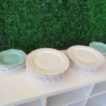 Teal & White China Plate Set