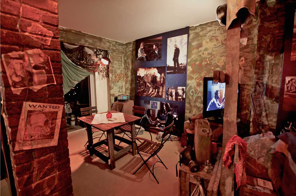 hipster living room film set build