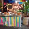 colorful wood outside bar